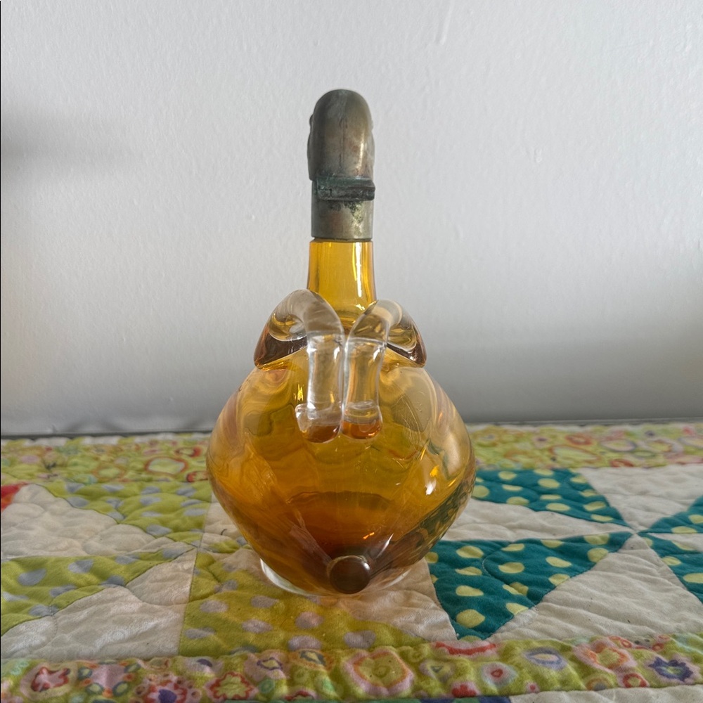 VINTAGE Amber Glass Duck Figurine with Brass Accents Karl Palda, MCM Home Decor - Picture 4 of 5